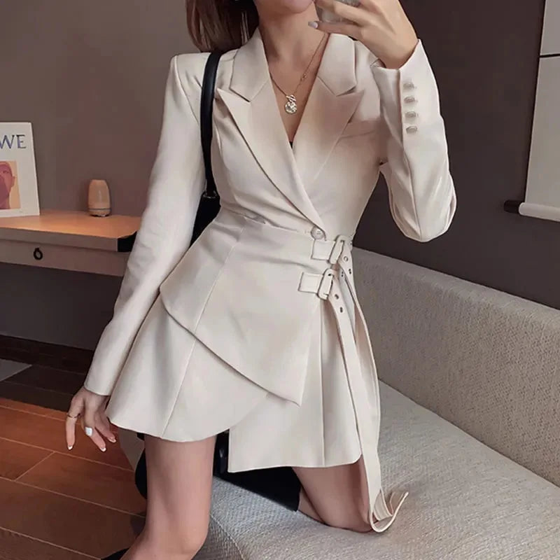 Blazer Dress Double Belt New Premium Mini