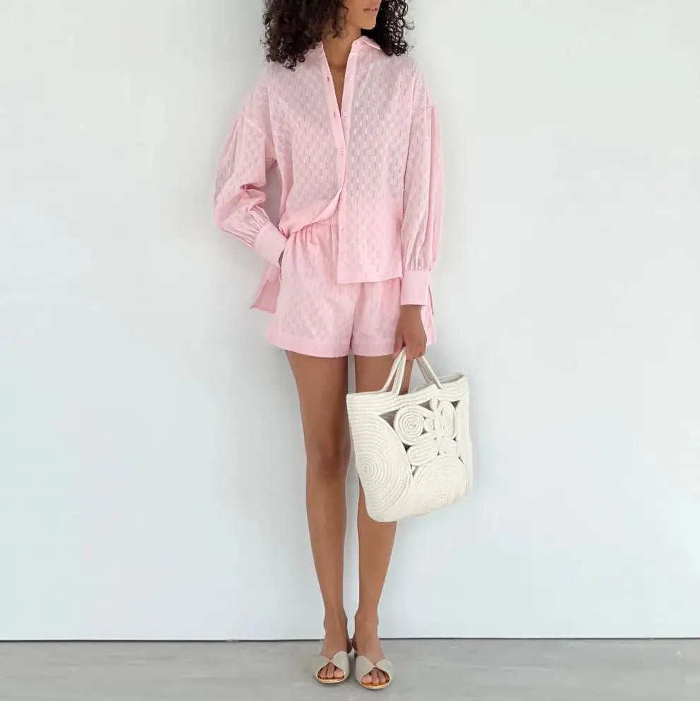 Elegant Jacquard Two-Piece shorts set - Shellss