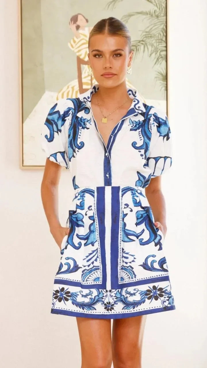 Bubble Sleeve Linen Mini