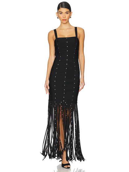 VC Black Diamond Tassel Spaghetti Straps L