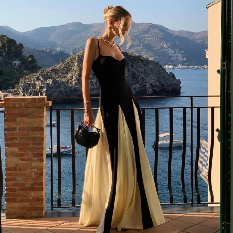 2025 Contrast Black& White Long dress