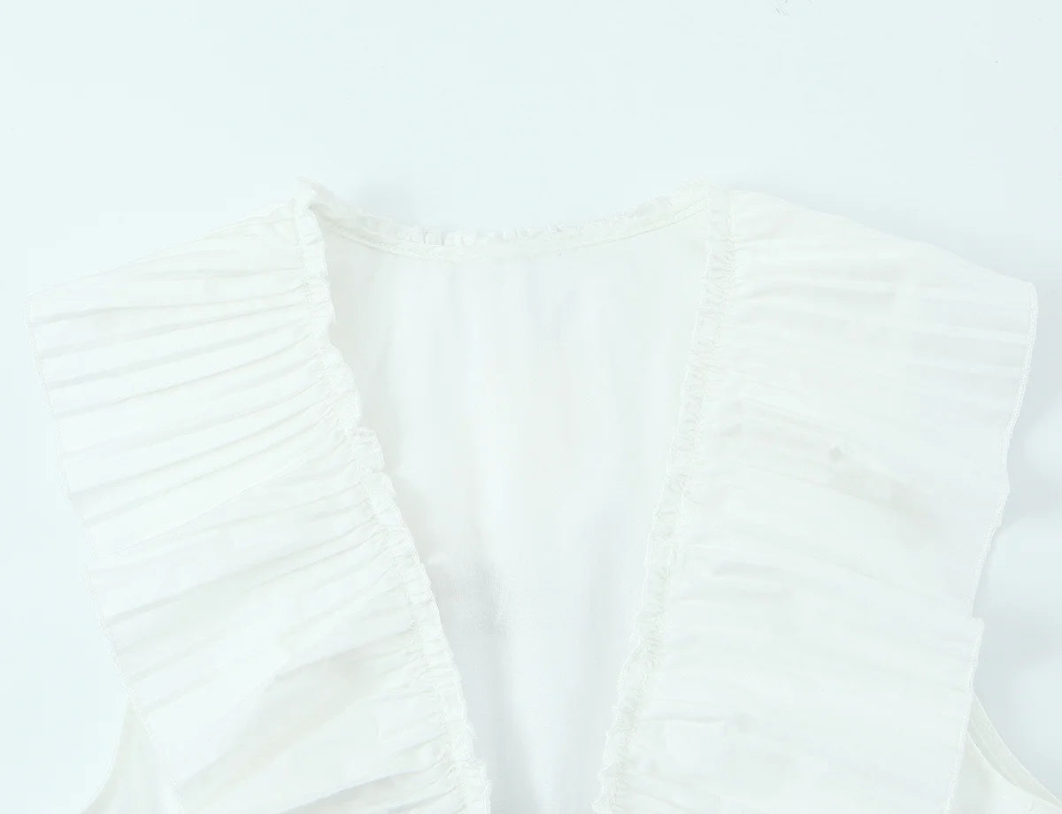 Cotton Frill Top with black string tie