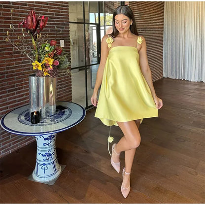 3d Flower Backless Beach Tassel Mini