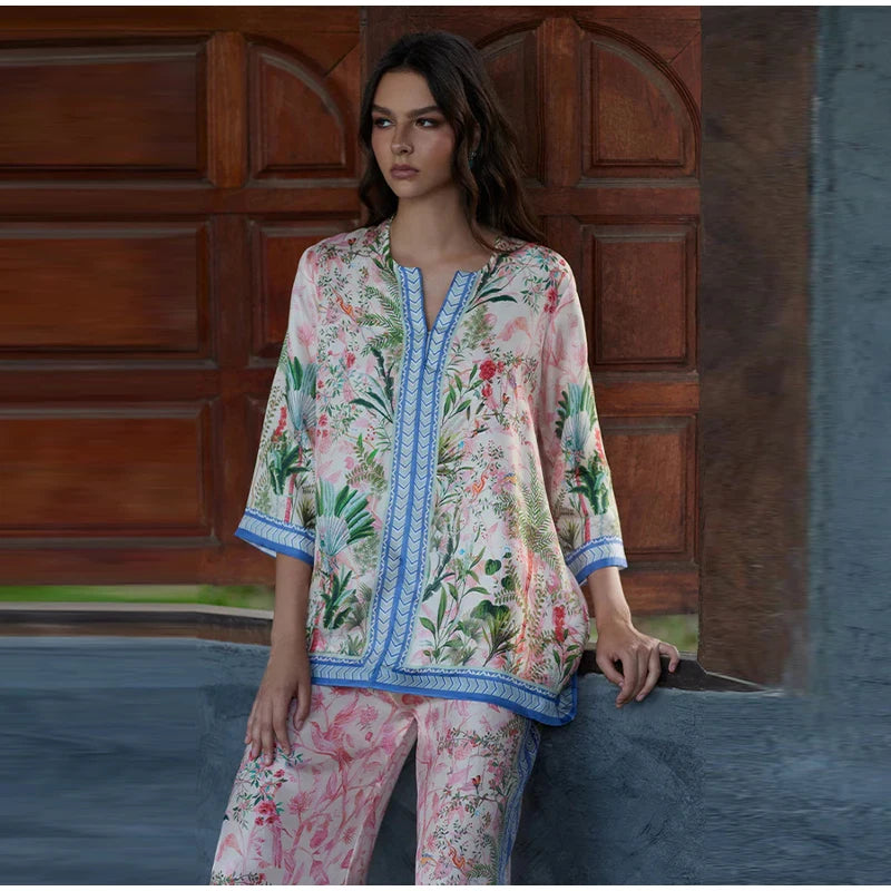 Pants Set Bohemian V-neck