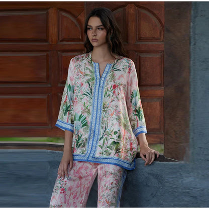Pants Set Bohemian V-neck