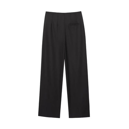 Black Linen Lapel Pants Set
