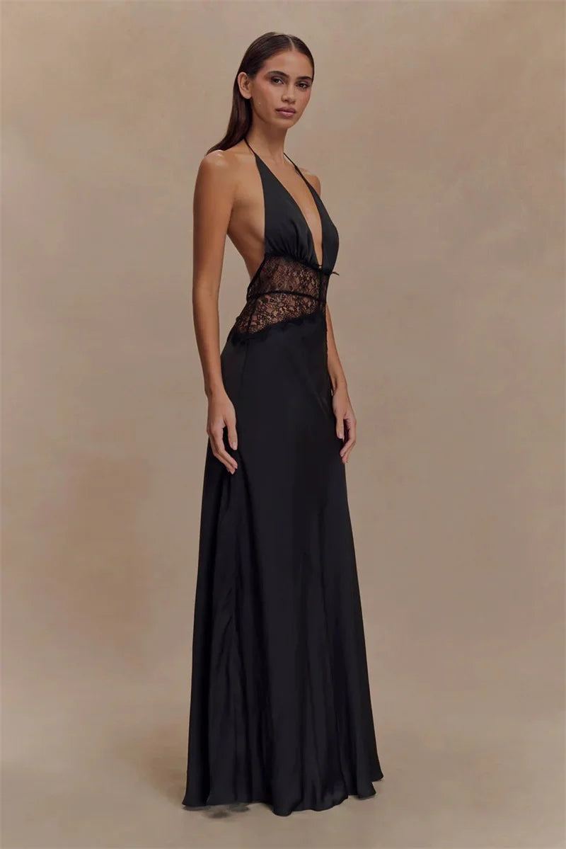 Celebrity Halter neck backless dress
