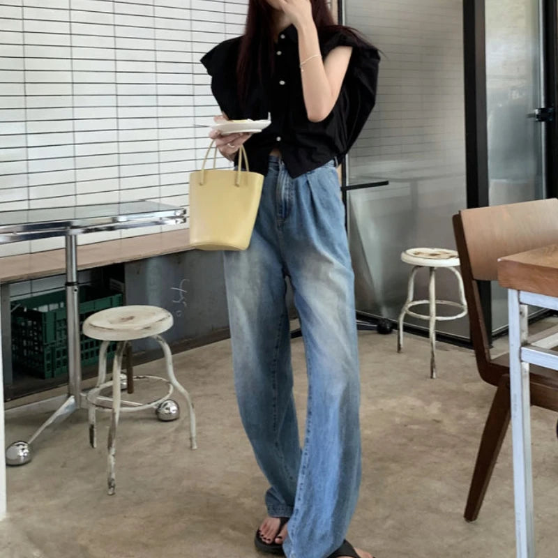 Vintage broad shoulder Crop Top CH