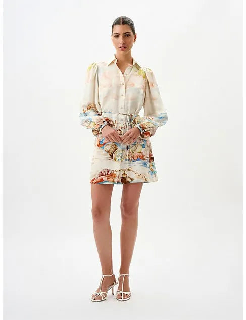 Fashionable Digital Printing Long Sleeve Turn-down Collar Short Dress Women's Clothing New Arrival Elegant Commute Style A-li...