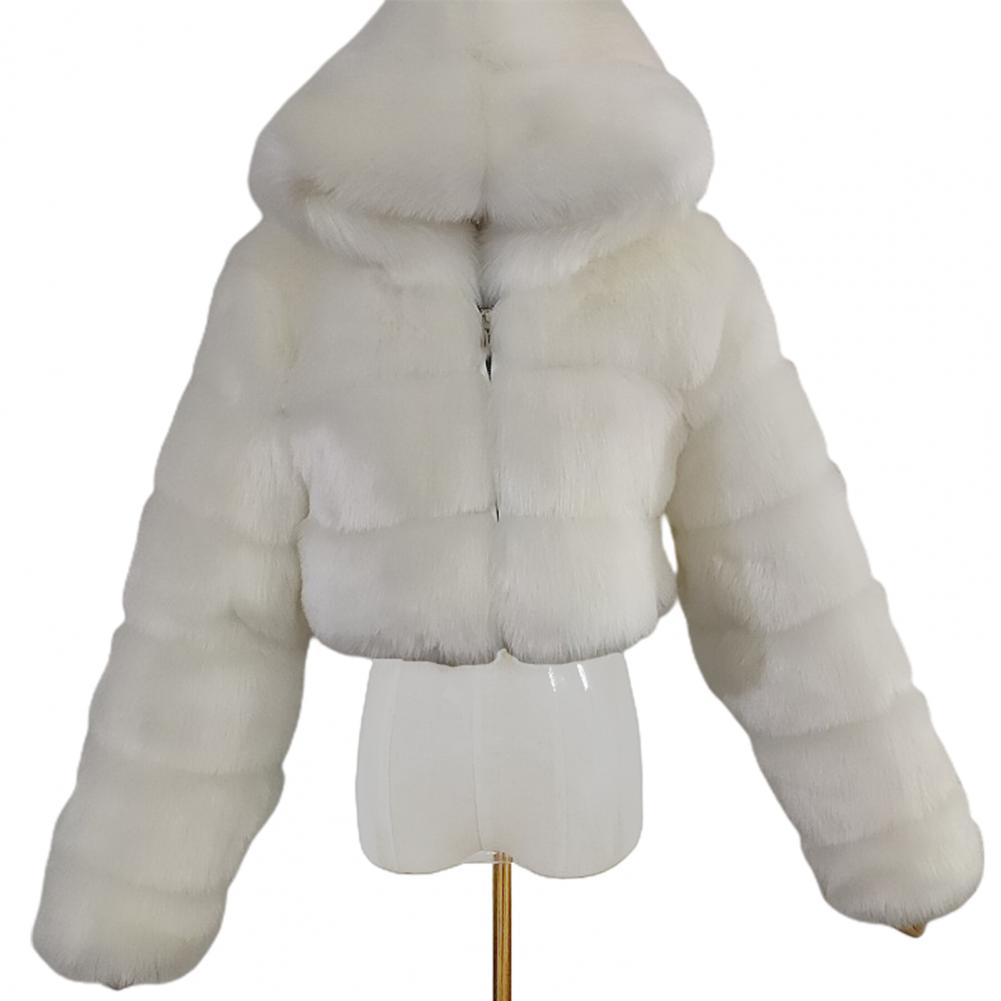 Fur Hooded Zipper Cropped
