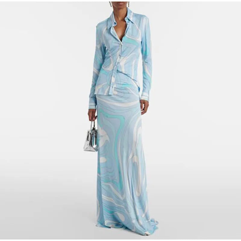 Marble Print Halter Satin Set