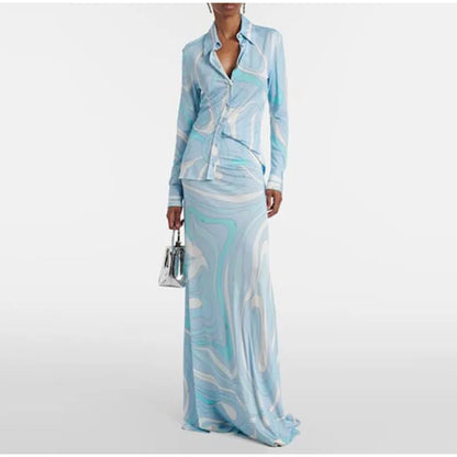 Marble Print Halter Satin Set