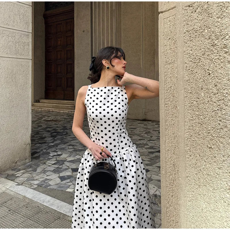 Elegant Women Polka Dot Midi
