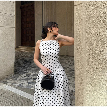 Elegant Women Polka Dot Midi