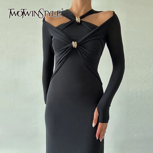 Hollow out V Neck Dress