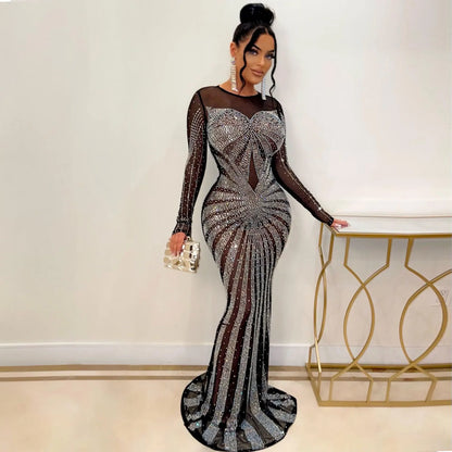 Rhinestone Crystal Mesh Dress