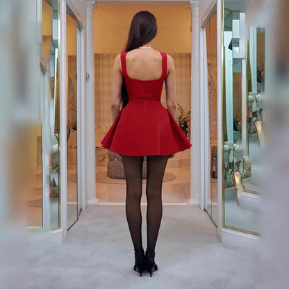 Square Collar Mini Dress