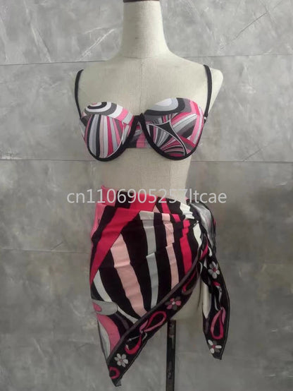 Luxury Design Pink Scarf Swimsuits