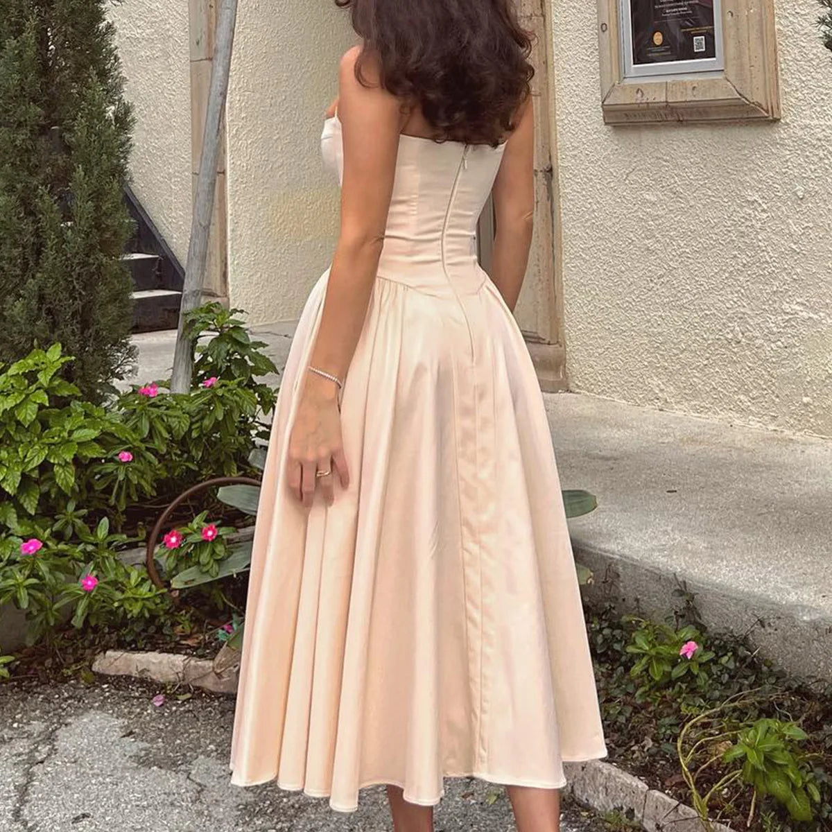 Suninheart Spaghetti Strap Summer Party Dresses 2025 New Arrivals Fit and Flare Elegant Midi Dress Red Night Date Dress - Shellss