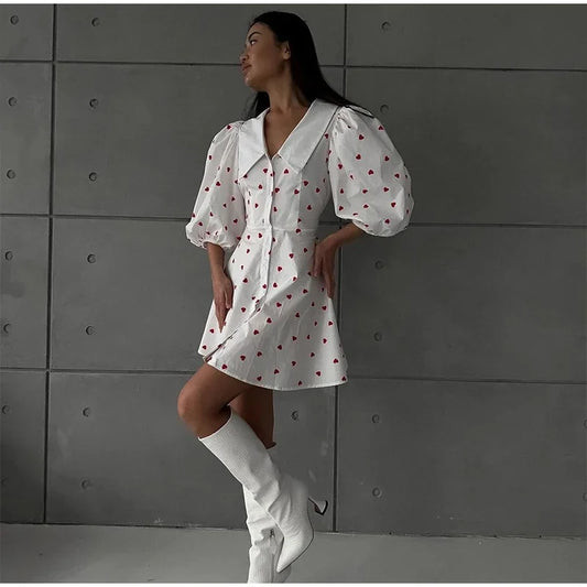 Floral Lotus Leaf Mini Dress