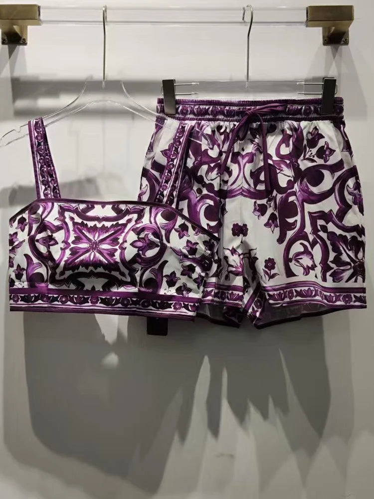 1 Purple Violet Dolce Shorts Set