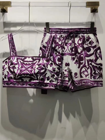 1 Purple Violet Dolce Shorts Set