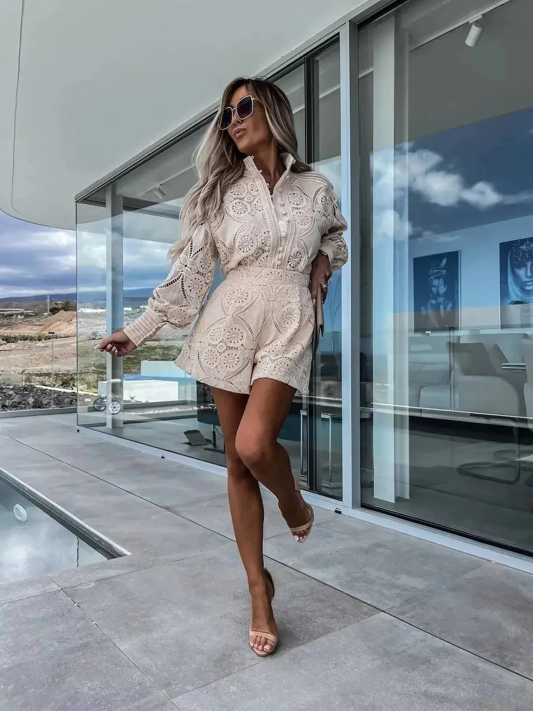 Lace Shorts Two Pieces Set