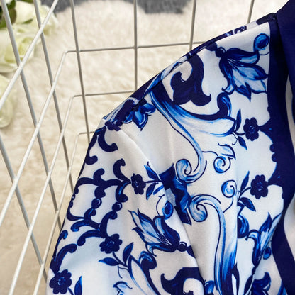 Spring Retro Blue White Red Dolce Dress
