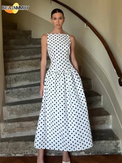 Elegant Women Polka Dot Midi