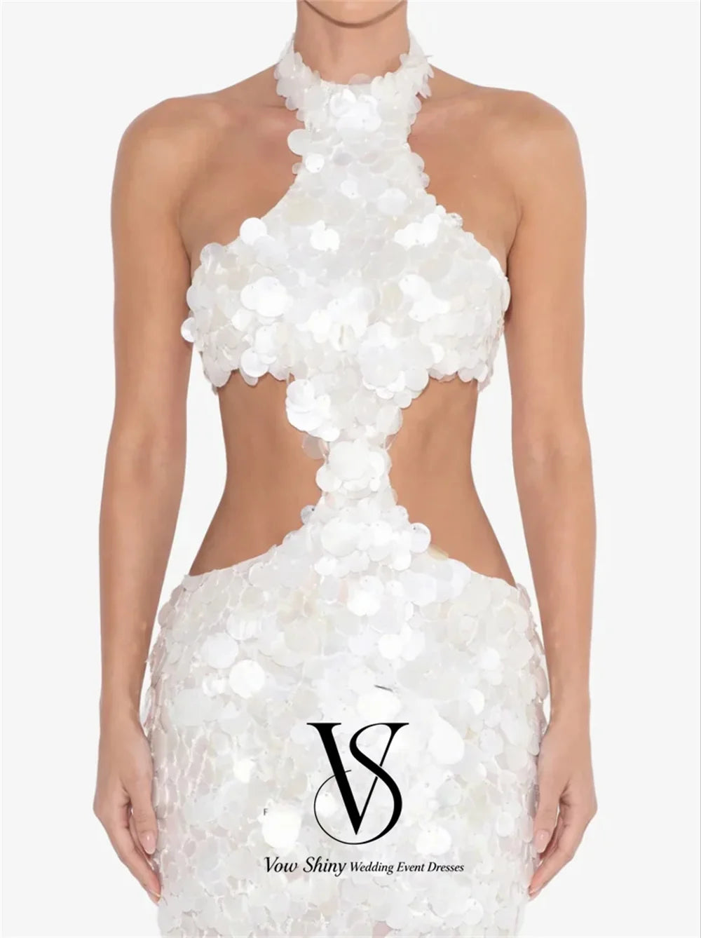 Glam PArty Scale White Dress Cut out