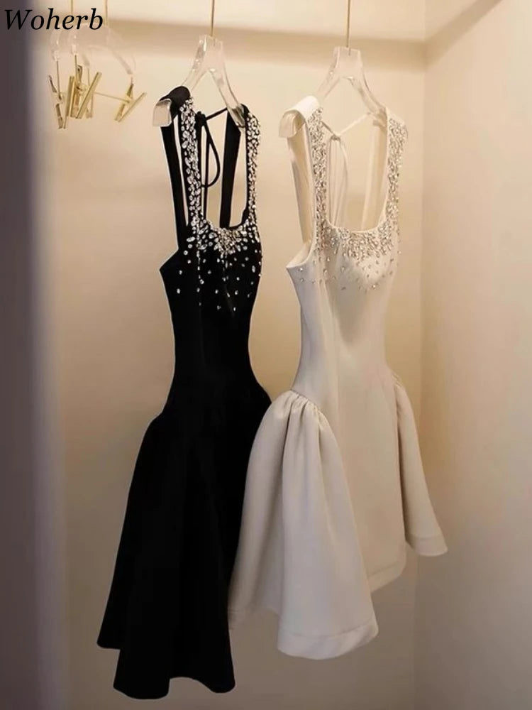New Party Backless Bandage Dress for Women Fashion Summer Sling Robe Femme 2026 Vestidos De Mujer A-line Tunic Diamond Dresses