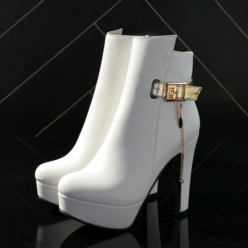 Fashion Ankle Boots For Women High Heels Buckle