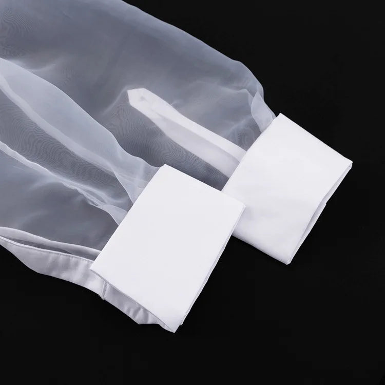 White Shirt Blouse Organza Mesh