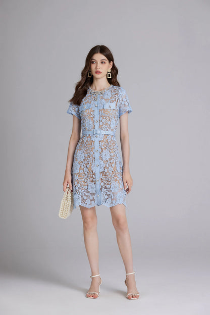 Lace Blue Runway Dress