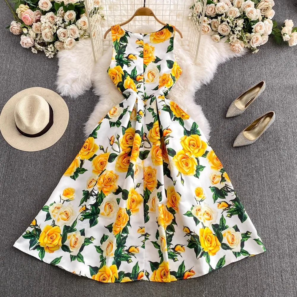 Dolce Yellow Rose Luxury Dress - Shellss
