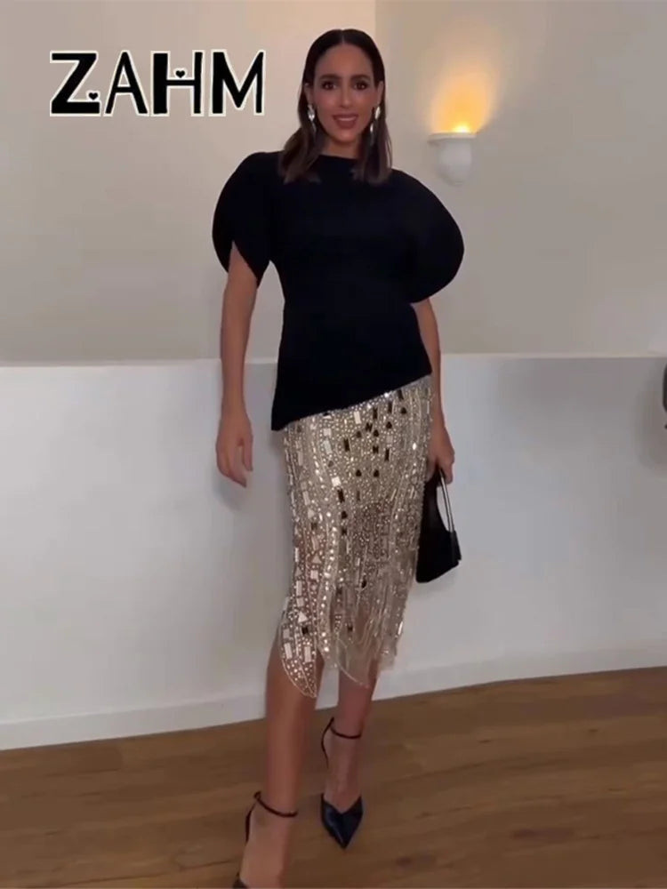 Asymmetrical puff Zara top