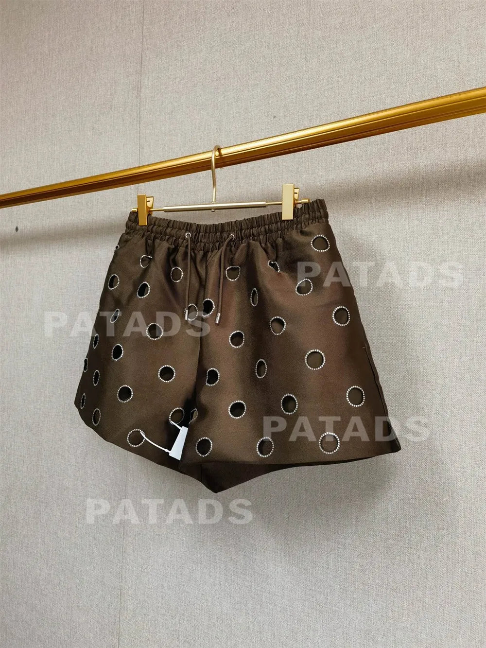 MaSande Early Autumn New Women's Fashionable Hollow out High Waist Drawstring Shorts Ring Detail Casual Pants Straight Leg - Shellss