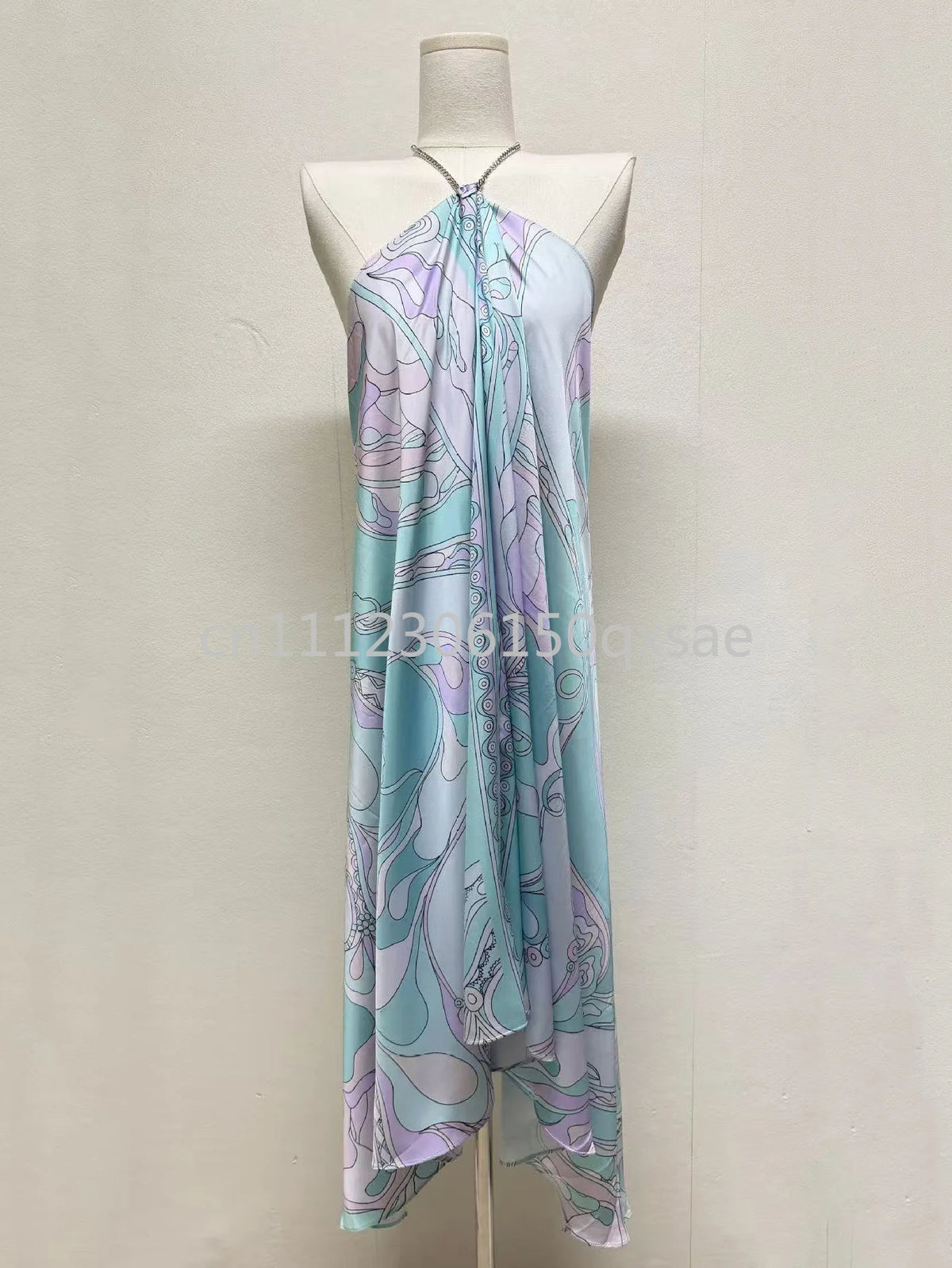 Luxury Design Women's Blue Dress Sets with Designer Signature Letter Logo Luxury Brand Lady Sexy Sleeveless Halter Tops Sets - Shellss