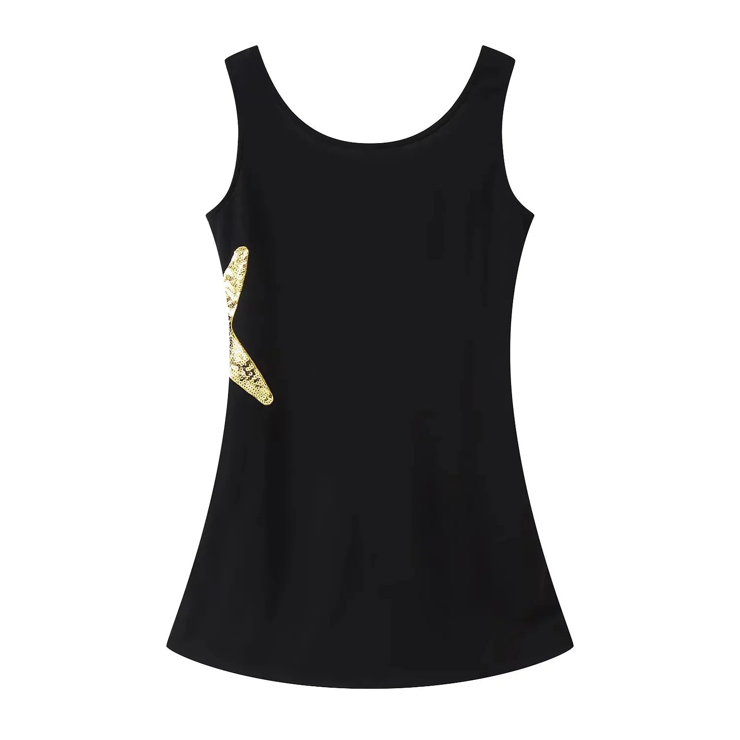 Sexy Mini Dress Fashionable Glitter Polyester Street Style High Waist Bodycon Short Skirt round Neckline Sleeveless Women's C...
