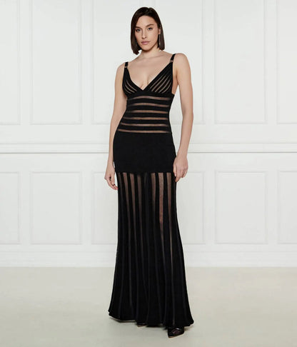 Semi Sheer Black Dress- Party Premium collection