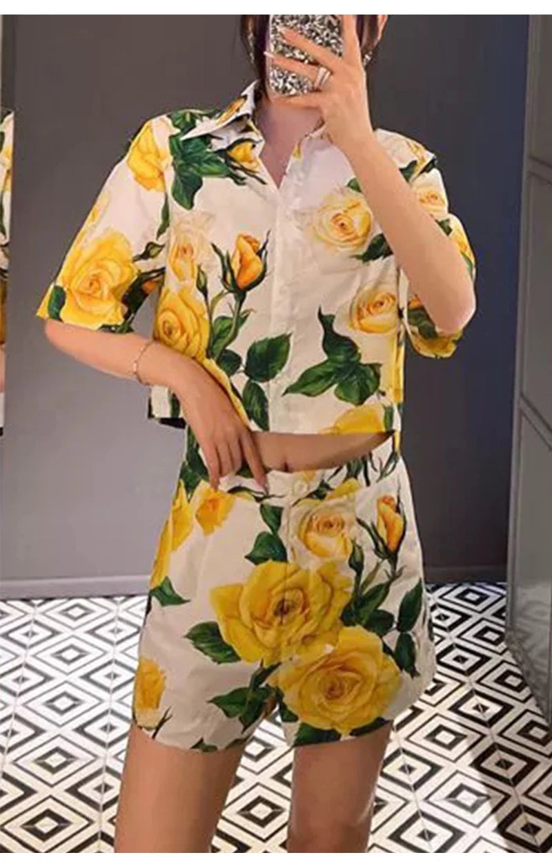 Yellow Shorts set Dolce
