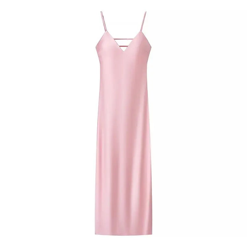 Yellow Pink Stain V Neck Sling Dress - Shellss