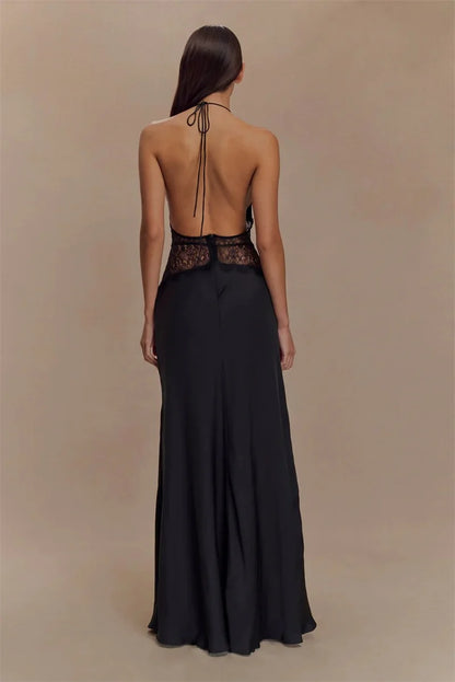 Celebrity Halter neck backless dress