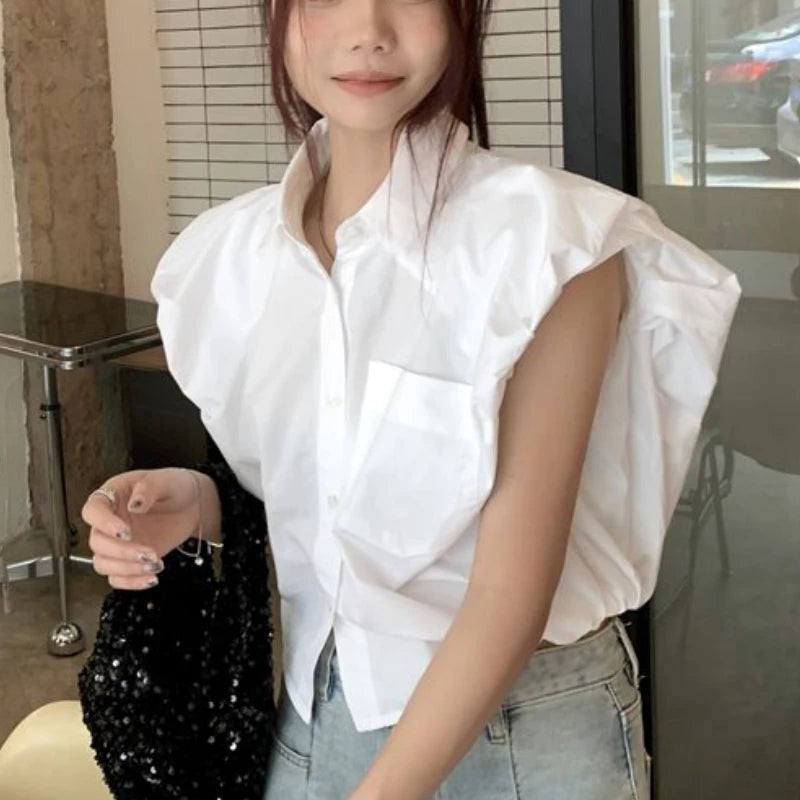 Vintage broad shoulder Crop Top CH