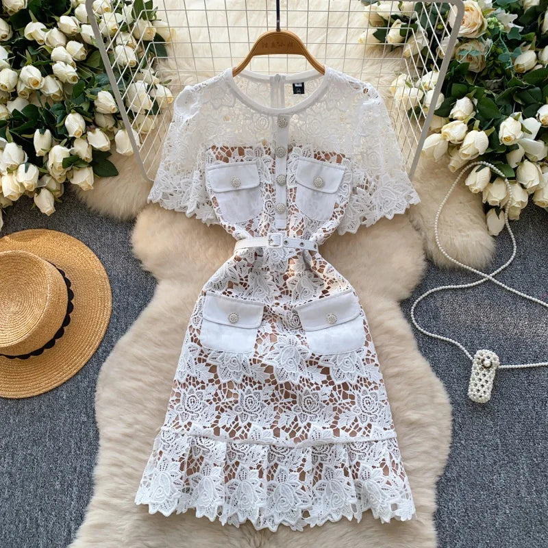 Baby blue Lace self portrait dress