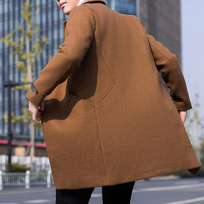 Men Trench Coat Autumn Woolen Trench Overcoat