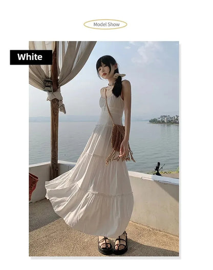 French Summer Waist Cinched A- Line Midi