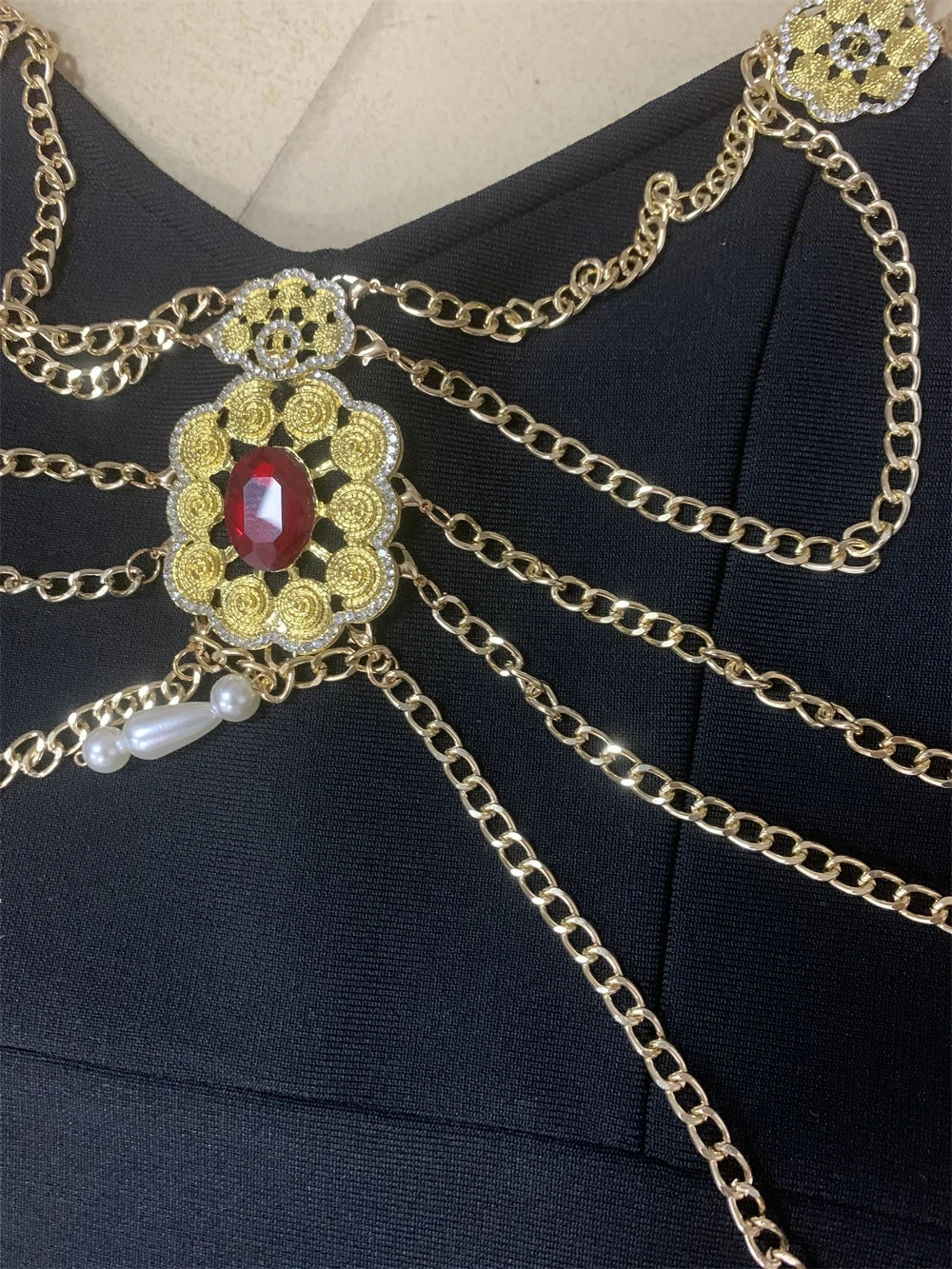 Bandage Strap Gold Chains dress - Shellss