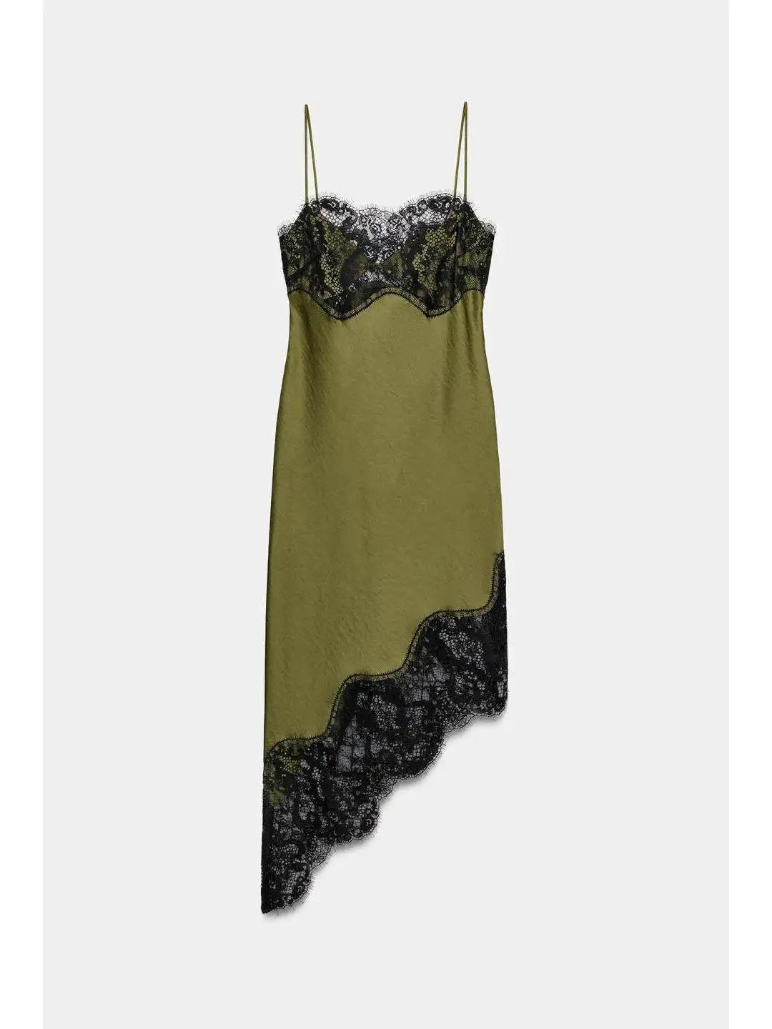 Silk Satin Asymmetrical Green Zara