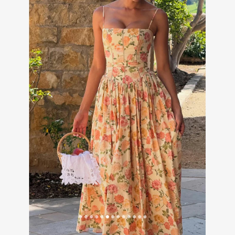 Corset Fishbone green line summer dress